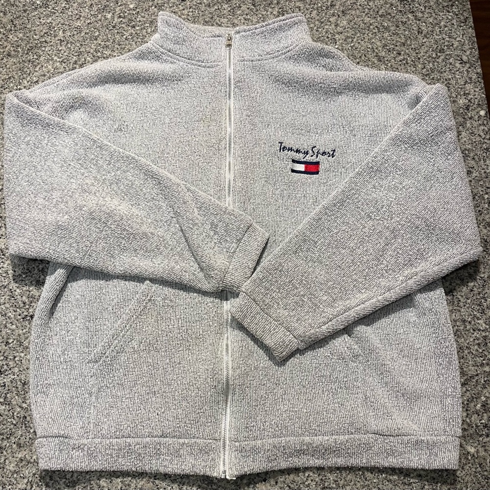 Tommy Hilfiger Gray Zip Up Sweater with Classic Logo and pants(JUMPSUIT)